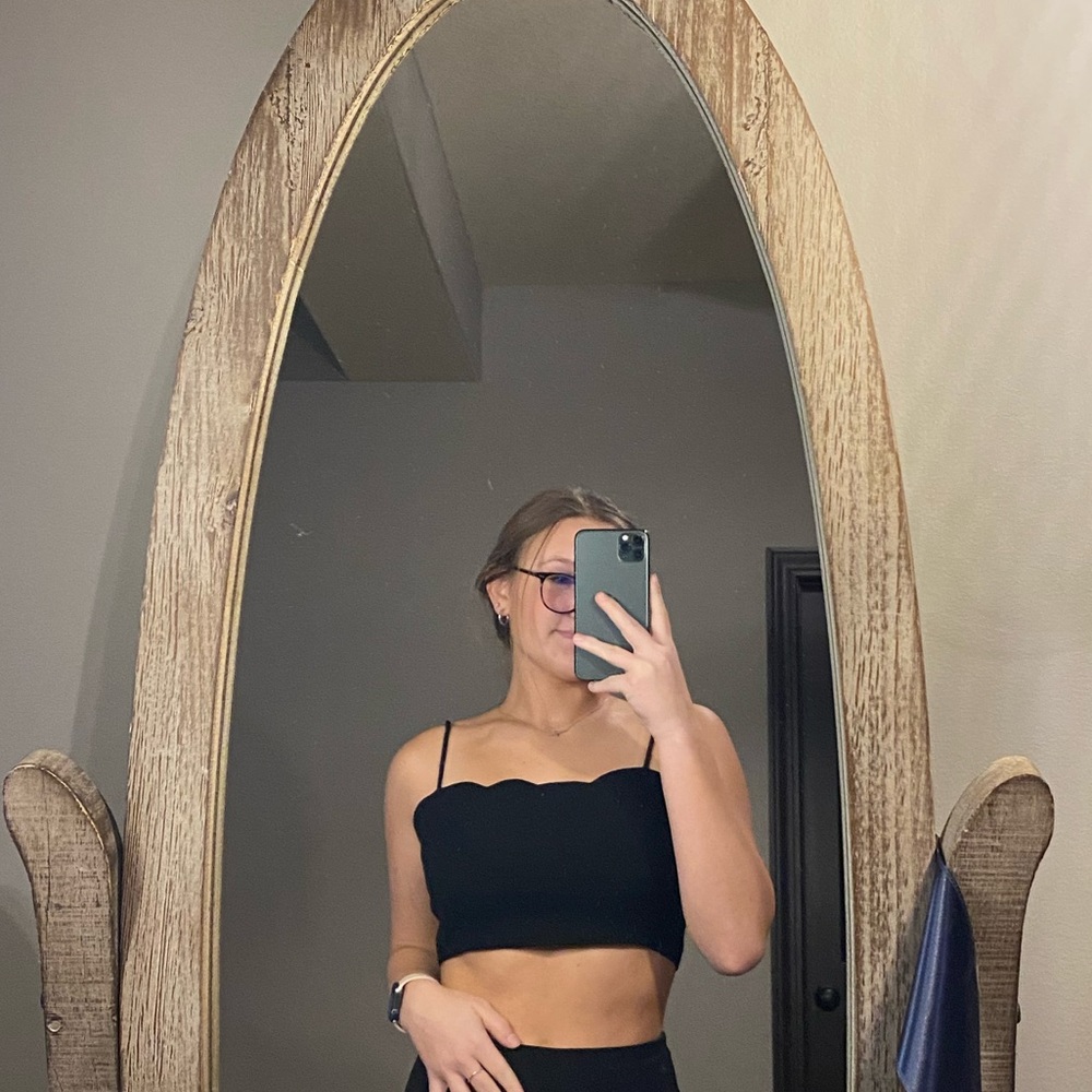 SHEIN youth black scallop trim cami top
